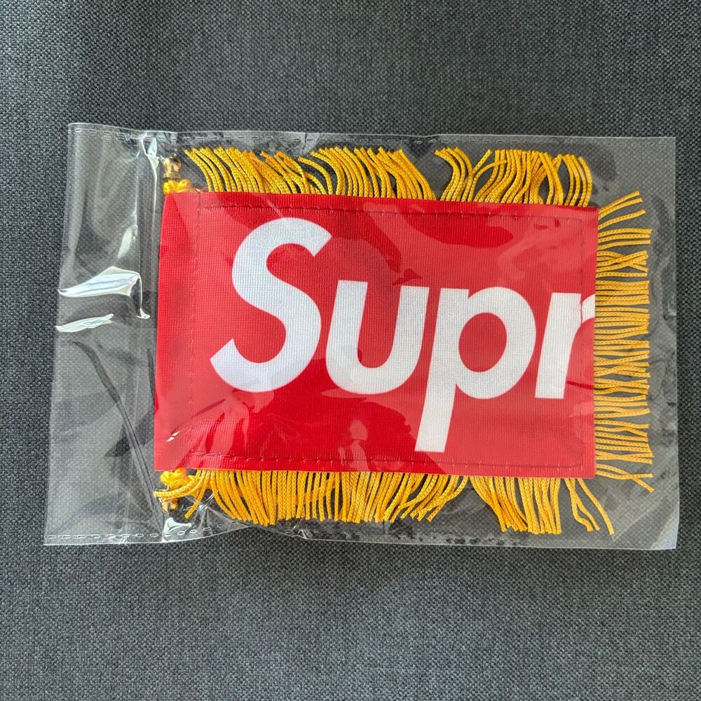 NIP Supreme Box Logo Pennant Red Gold Fringe Deadstock Banner Collectible FW26
